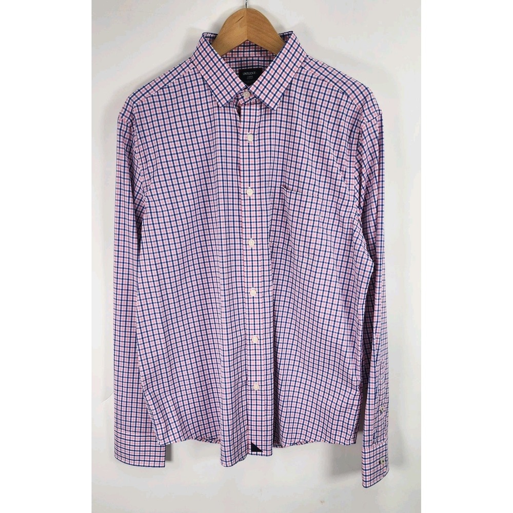 UNTUCKit Shirt Men's L Plaid Button Up Edwards Pink Casual Work